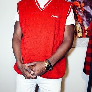 Red FUBU fleece golf vest